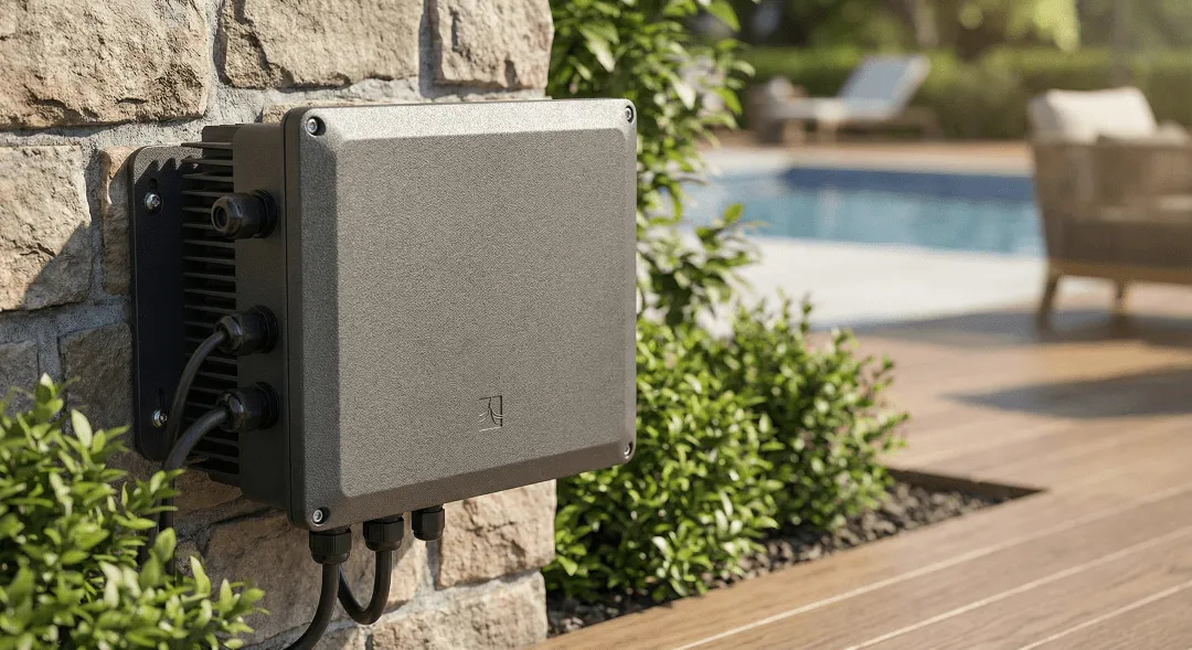 Die-cast outdoor electronics enclosure with sealed cable glands